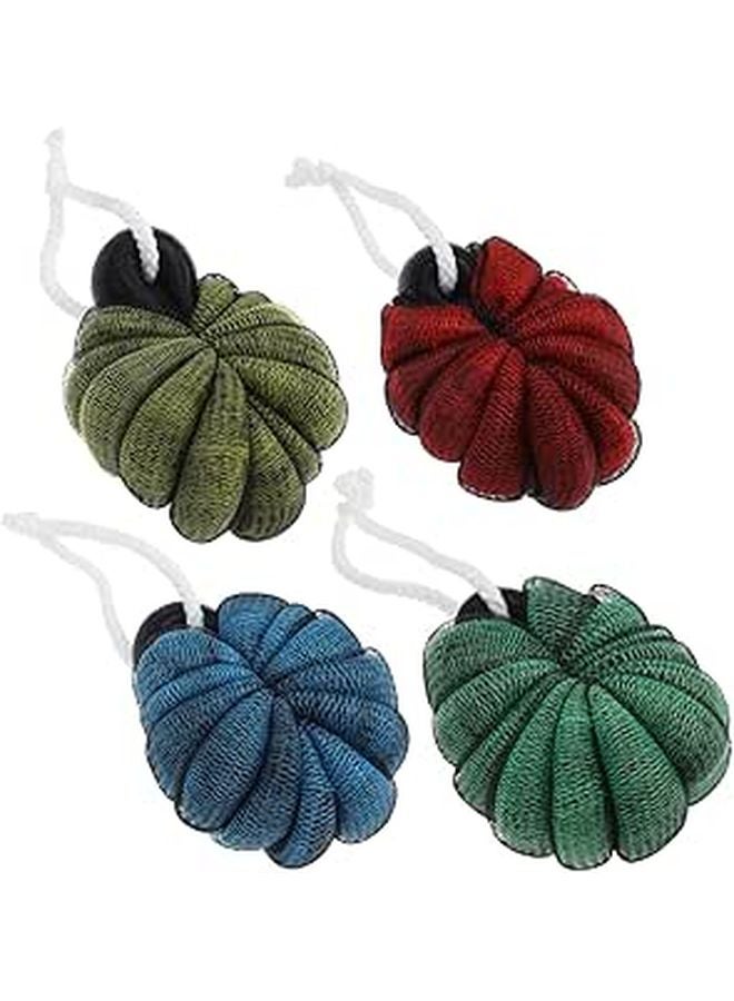 Dual Color Turtle Shaped Bath Scrubber 4 Pack Soft Exfoliating Shower Mesh Sponges - Image 1