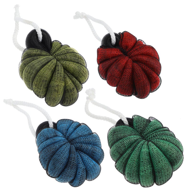 Dual Color Turtle Shaped Bath Scrubber 4 Pack Soft Exfoliating Shower Mesh Sponges - Image 2