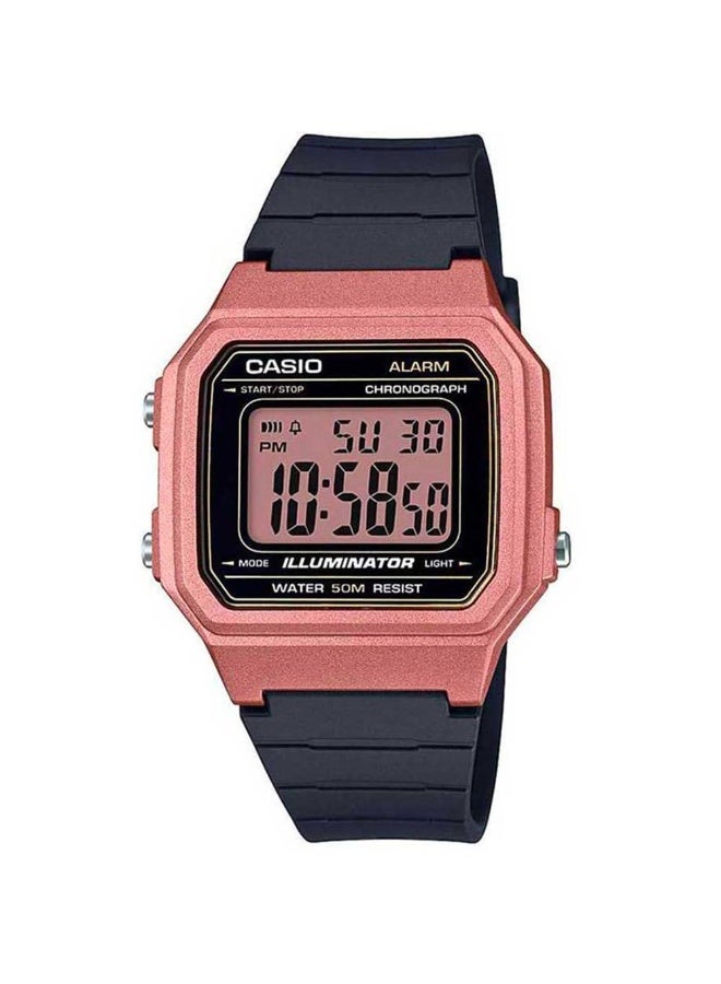 Casio Men's Watch - W-217HM-5AVDF Rose Gold Dial, Black Band - Image 1