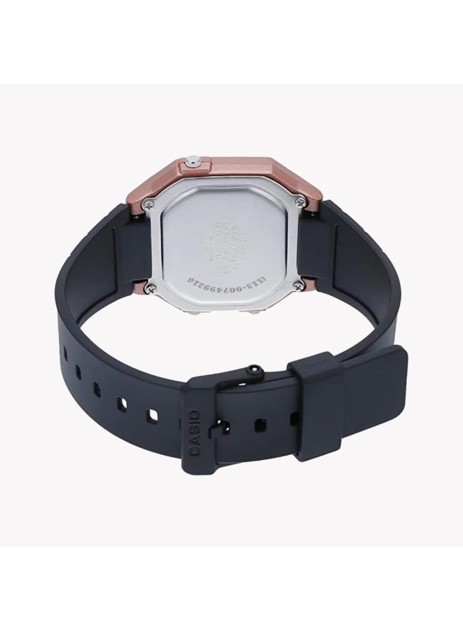 Casio Men's Watch - W-217HM-5AVDF Rose Gold Dial, Black Band - Image 3