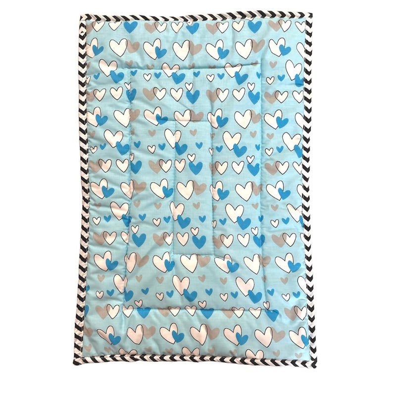 Fabrify 100 Cotton Newborn Baby Godadi Baby Bed Mattress Rilka Bedsheet 06 Months Multi Color70x50 CM Sky Blue - Image 1