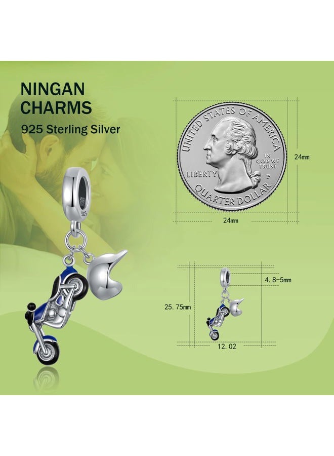 NINGAN "I Love Travel Series Charms 925 Sterling Silver Pendant Beads Cold drinks, Coconut trees, Bikinis, Boats, Sun, Motorcycles Compatible With Women's Bracelet Necklace, Silver, Cubic Zirconia - Image 2