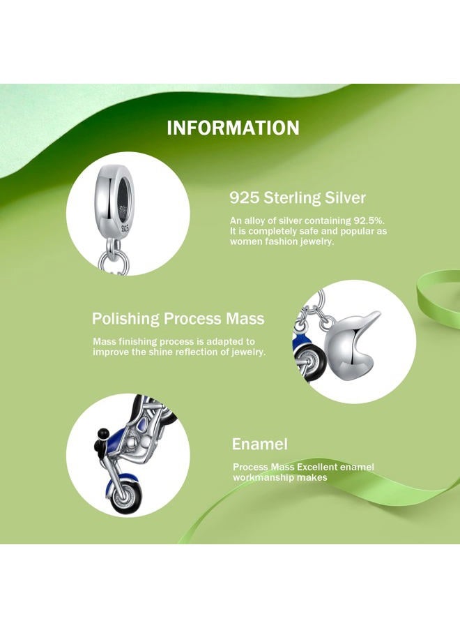 NINGAN "I Love Travel Series Charms 925 Sterling Silver Pendant Beads Cold drinks, Coconut trees, Bikinis, Boats, Sun, Motorcycles Compatible With Women's Bracelet Necklace, Silver, Cubic Zirconia - Image 4