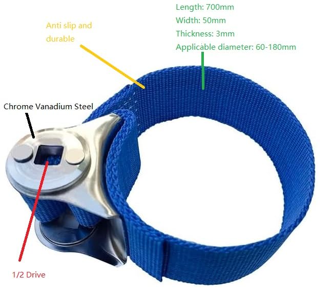 Shonee Strap Wrench for Oil Filters, Adjustable Wrench for up to 150mm, Removal Tool for Engine Filters, Conduit and Fittings - Image 5