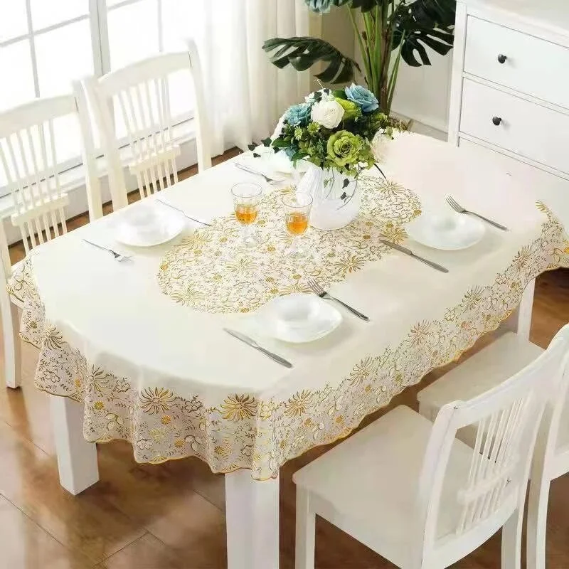ستايل Meiwa Luxury Fabric Look Erasable Stain Resistant Non-Slip Table Cloth / Size: 132 cm x 180 cm TABLE CLOTH FOR 8 PEOPLE