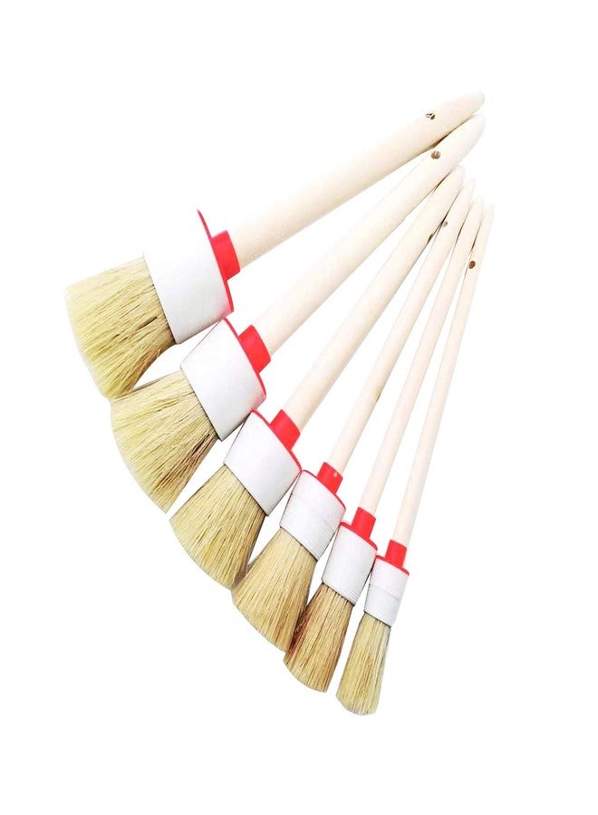 Markeny 6Pack Wood Handle Round Head Paint Brush Set Bristles Smooth Bristle Round Brushes Tool for Stencils DIY Painting Waxing Home Decor - Image 1