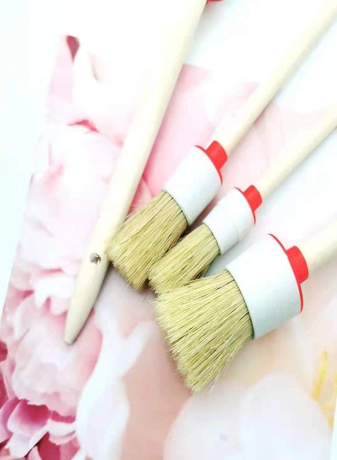 Markeny 6Pack Wood Handle Round Head Paint Brush Set Bristles Smooth Bristle Round Brushes Tool for Stencils DIY Painting Waxing Home Decor - Image 3