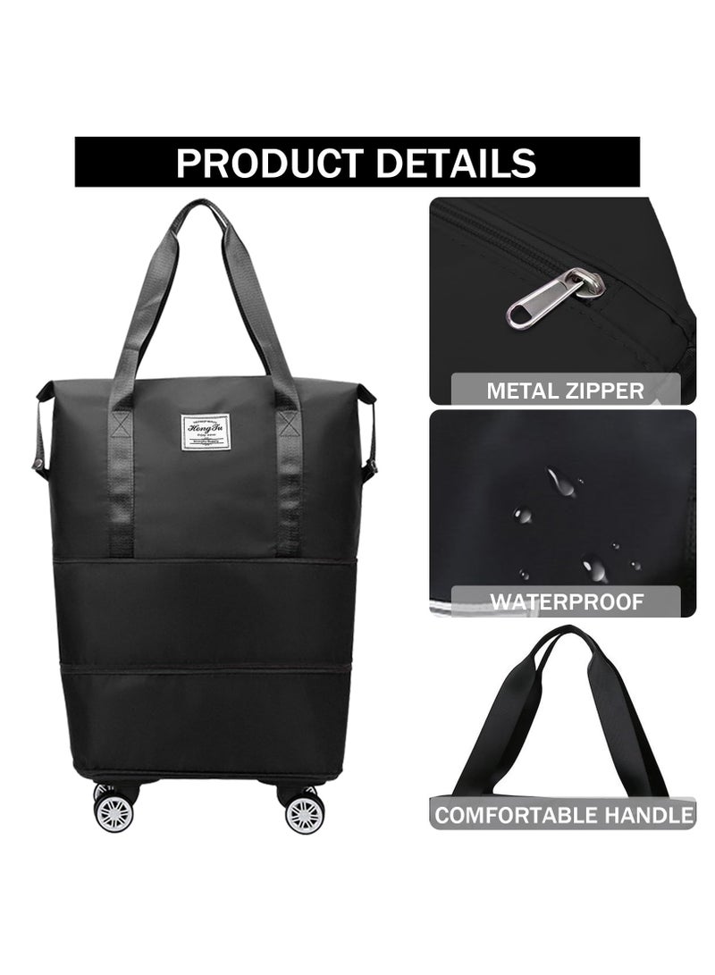 ZERIFAM Expandable Travel Bag, Foldable Rolling Duffle Bag with Wheels and Handle, Travel Duffle Bag Large Weekend Bag, Large Capacity Dry Wet Separation Carry on Bag Lightweight Suitcases for Men Women - Image 5