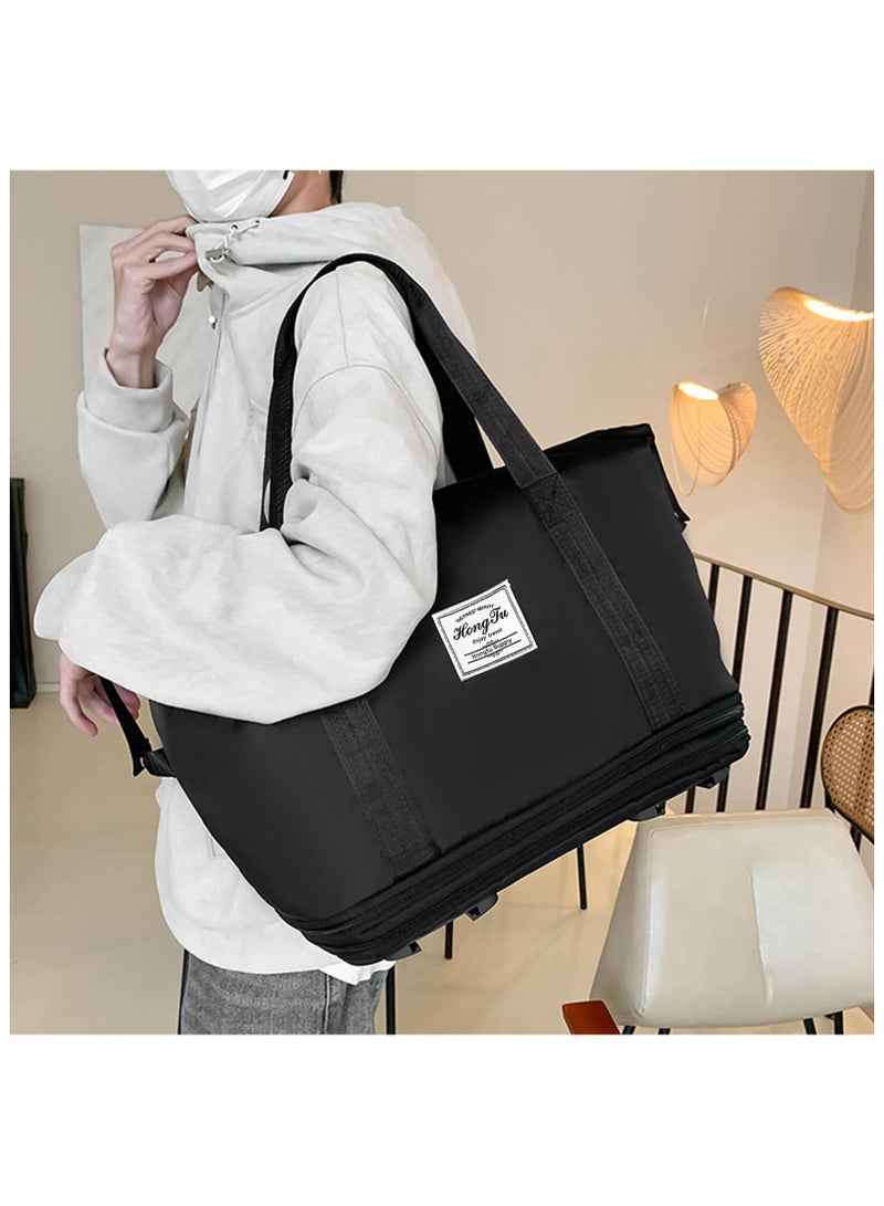 ZERIFAM Expandable Travel Bag, Foldable Rolling Duffle Bag with Wheels and Handle, Travel Duffle Bag Large Weekend Bag, Large Capacity Dry Wet Separation Carry on Bag Lightweight Suitcases for Men Women - Image 4