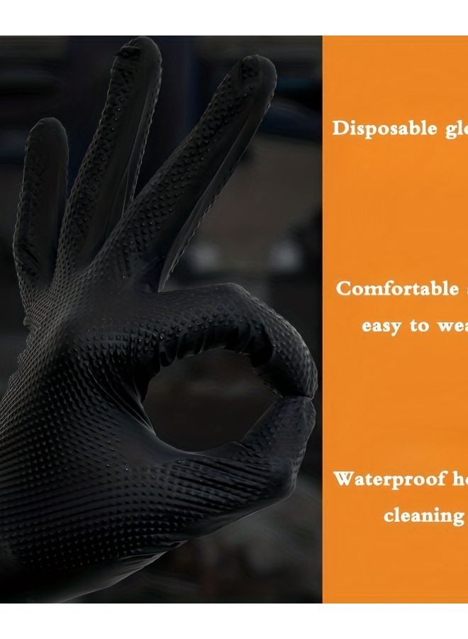 50pcs Black Heavy Duty 8mil Nitrile Gloves Reusable Disposable Durable Cleaning - Image 3