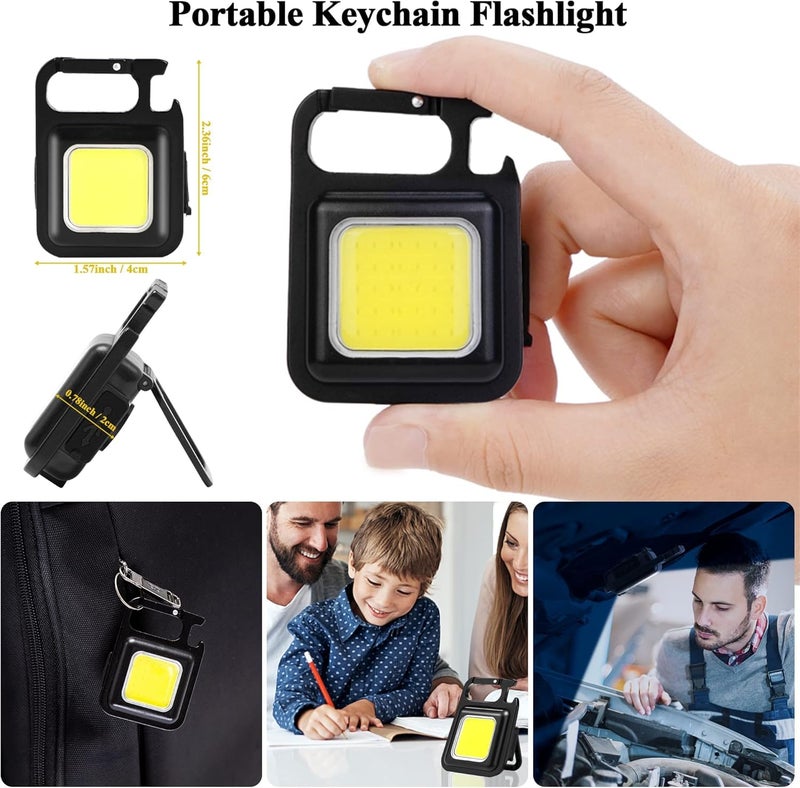 BELIONERA Bright Rechargeable Keychain Flashlights with 1000 Lumens COB Mini Flashlight with 3 Light Modes Foldable Bracket Bottle Opener and Walking Magnet Base 1 White Light - Image 2