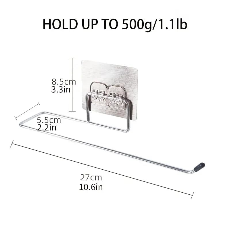 Style Keepers Pack of 2 Stainless Steel Self Adhesive Napkin Ring Wall Mount Towel Hanging Holder with Magic Adhesive Pad Kitchen Paper Roll Holder Tissue Paper Stand Towel Bar Hanger Kitchen and Washbasin use 2 Pc - Image 3