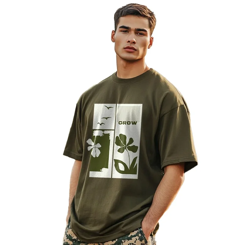 Graphic Print Oversized T-Shirt for Men
