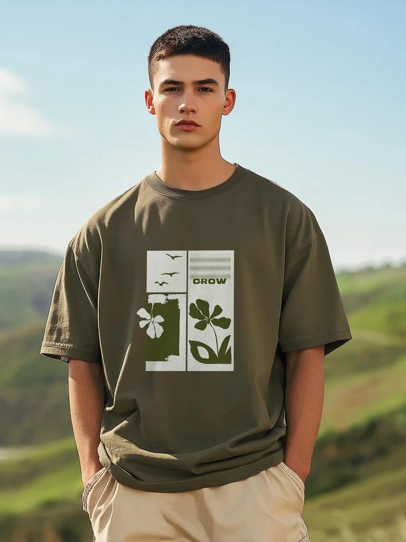 NOBERO  Graphic Print Oversized T-Shirt for Men for Men | Best Price UAE