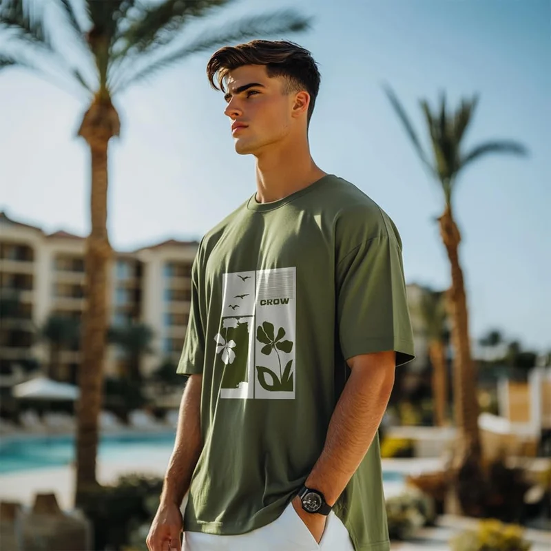 NOBERO  Graphic Print Oversized T-Shirt for Men for Men | Best Price UAE