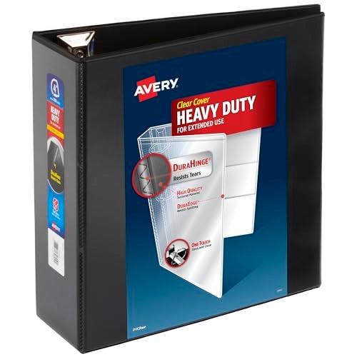 Avery Heavy-Duty 4 Inch Binders 3 Ring, View Binder, 4 Inch EZD Ring, Black, Sturdy (79604) - Image 1