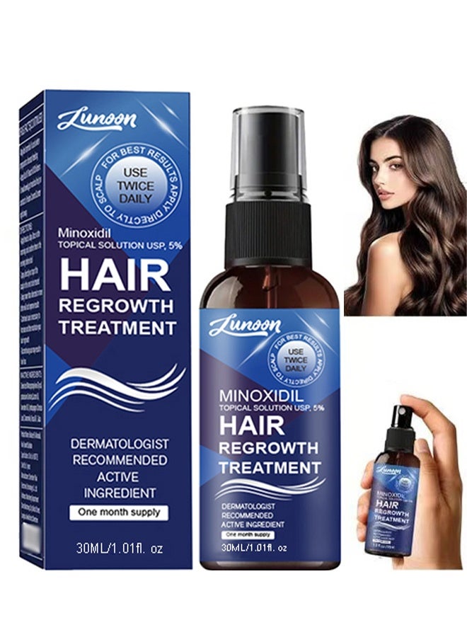 LUNOON Minoxidil Hair Regrowth Treatment - Growth Spray For Men And Women , 5% Minoxidil Hair Serum For Stronger Thicker Longer Hair Help To Stop Thinning And Loss Hair 30ml - Image 1