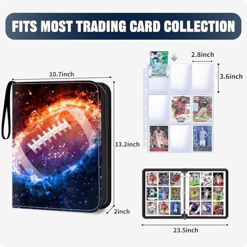 HESPLUS 900 Pockets Football Card Binder, Football Trading Cards Display Case with Football Card Sleeves Card Holder Protectors Set for Football Cards, Sports Cards, Game Cards Collector Album - Image 2