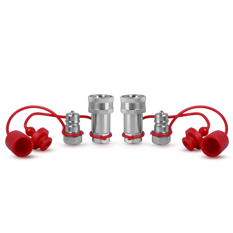 Nasibey 38 Ag Hydraulic Quick Connect Tractor Coupler ISO 7241A Ball Valves Type Hydraulic Quick Coupler with 2 Sets Dust Caps Pioneer Type - Image 2