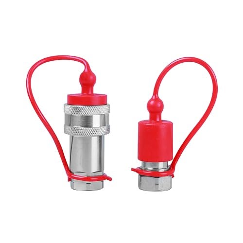Nasibey 38 Ag Hydraulic Quick Connect Tractor Coupler ISO 7241A Ball Valves Type Hydraulic Quick Coupler with 2 Sets Dust Caps Pioneer Type - Image 3