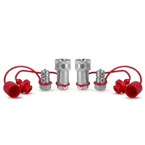 Nasibey 38 Ag Hydraulic Quick Connect Tractor Coupler ISO 7241A Ball Valves Type Hydraulic Quick Coupler with 2 Sets Dust Caps Pioneer Type - Image 1