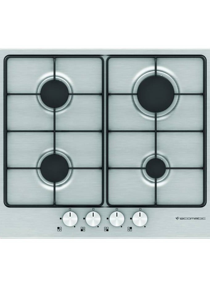 Ecomatic Built-in Gas Cooker, 60 cm, 4 Burners, S603B - Silver