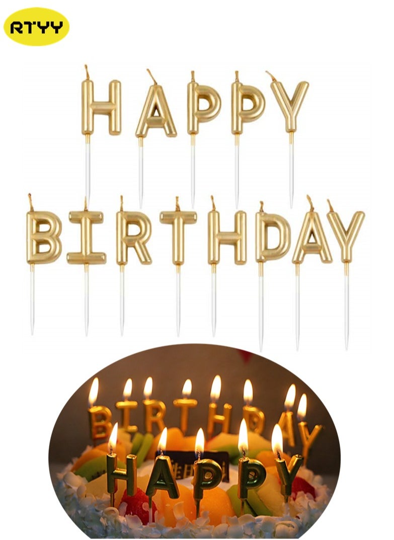 RTYY رسالة عيد ميلاد سعيد، شمعة عيد ميلاد، كعكة حلوى، حفلة زينة أجواء رومانسية، زخرفة الجزء العلوي من كعكة عيد الميلاد، زخرفة الكب كيك (ذهبي)  - Image 1