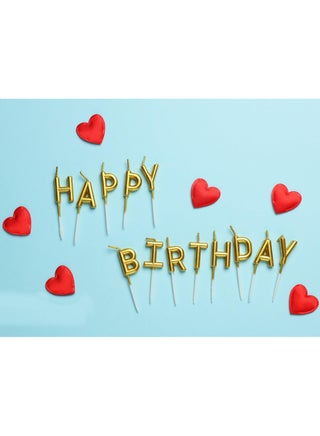 Happy Birthday Letter Birthday Candle, Birthday Candle Baking Dessert Cake Party Romantic Atmosphere Decoration Birthday Cake Top Decoration Cupcake Decoration(Gold) - view 2