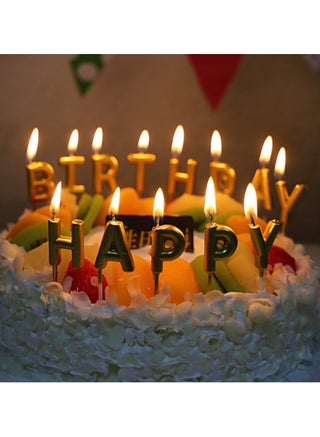 Happy Birthday Letter Birthday Candle, Birthday Candle Baking Dessert Cake Party Romantic Atmosphere Decoration Birthday Cake Top Decoration Cupcake Decoration(Gold) - view 3