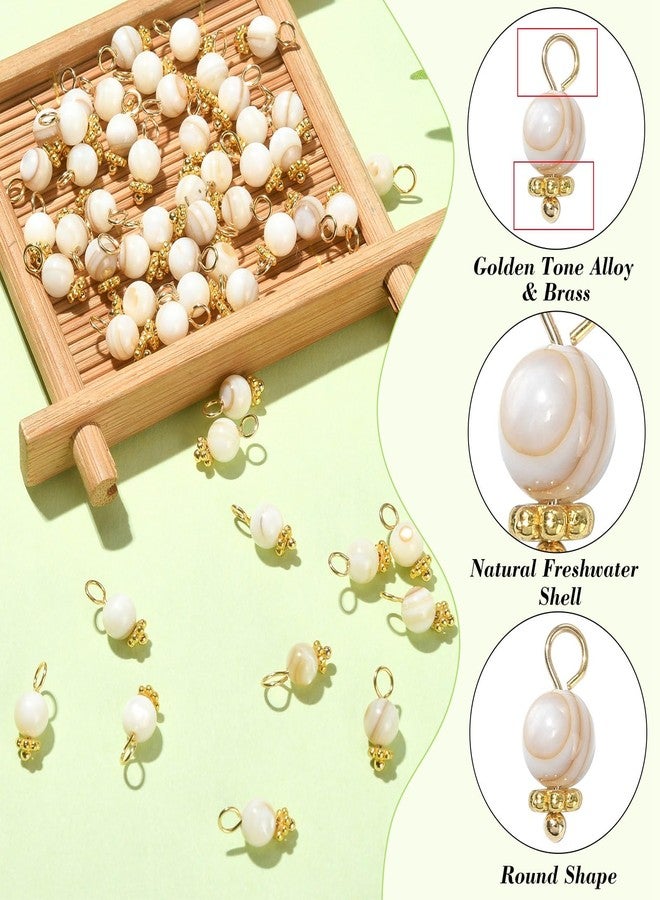 Ipotkitt 100 Pcs Old Lace Freshwater Shell Charms Small Natural Round Shell Charms for Jewelry Making and DIY Crafts - Image 4