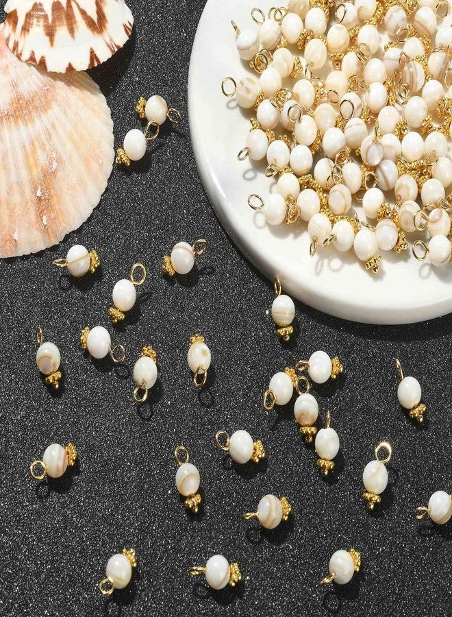 Ipotkitt 100 Pcs Old Lace Freshwater Shell Charms Small Natural Round Shell Charms for Jewelry Making and DIY Crafts - Image 5