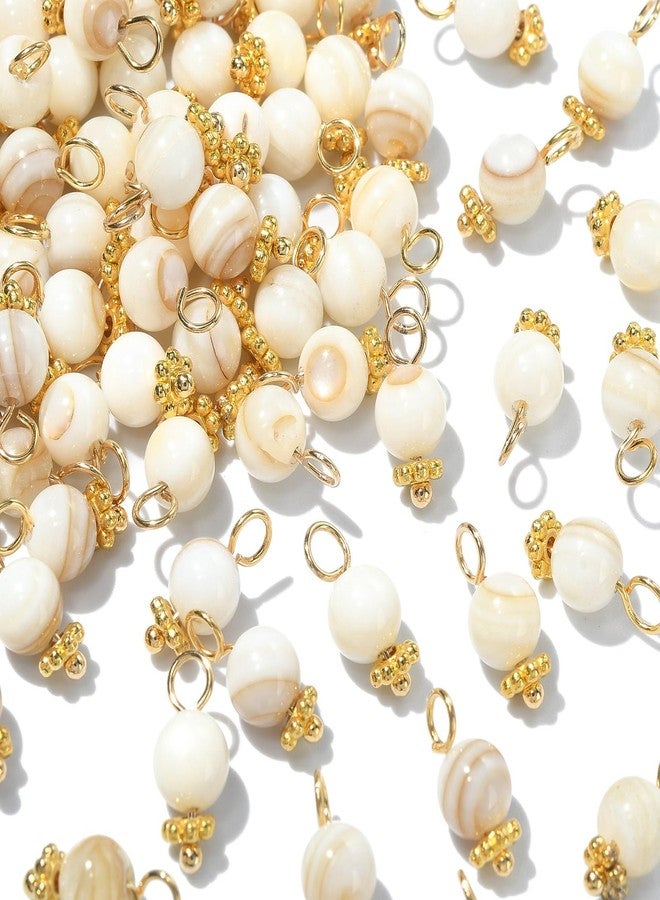 Ipotkitt 100 Pcs Old Lace Freshwater Shell Charms Small Natural Round Shell Charms for Jewelry Making and DIY Crafts - Image 1