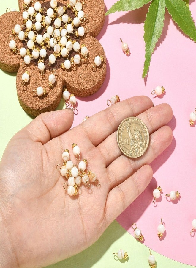 Ipotkitt 100 Pcs Old Lace Freshwater Shell Charms Small Natural Round Shell Charms for Jewelry Making and DIY Crafts - Image 3