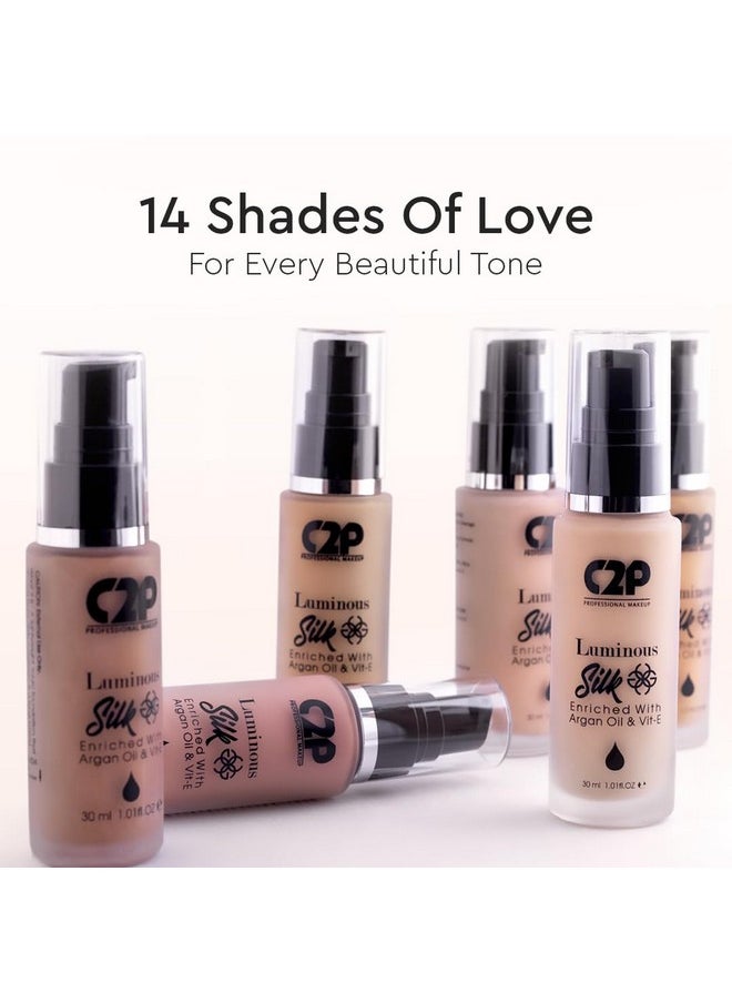 سي2بي بروفيشنال ميكاب كريم أساس سائل C2P Pro Luminous Silk بلون أسمر متوسط 06، 30 مل | يوفر تغطية كاملة ويمتص الزيوت | غني بزيت الأرجان وفيتامين E | مناسب لجميع أنواع البشرة  - Image 5