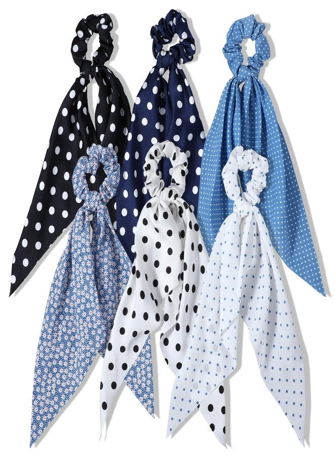 ElevateTech Elastic Hair Scrunchies and Ribbons, 3 Pcs Bow Hair Scarf Scrunchies with Long Tails Knotted Bow Hairs Ties Ponytail Holders Head Bands Hairs Ribbons Accessories for Women Ladies - Image 1