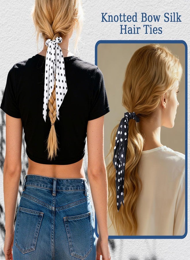ElevateTech Elastic Hair Scrunchies and Ribbons, 3 Pcs Bow Hair Scarf Scrunchies with Long Tails Knotted Bow Hairs Ties Ponytail Holders Head Bands Hairs Ribbons Accessories for Women Ladies - Image 5