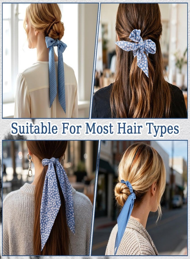 ElevateTech Elastic Hair Scrunchies and Ribbons, 3 Pcs Bow Hair Scarf Scrunchies with Long Tails Knotted Bow Hairs Ties Ponytail Holders Head Bands Hairs Ribbons Accessories for Women Ladies - Image 4