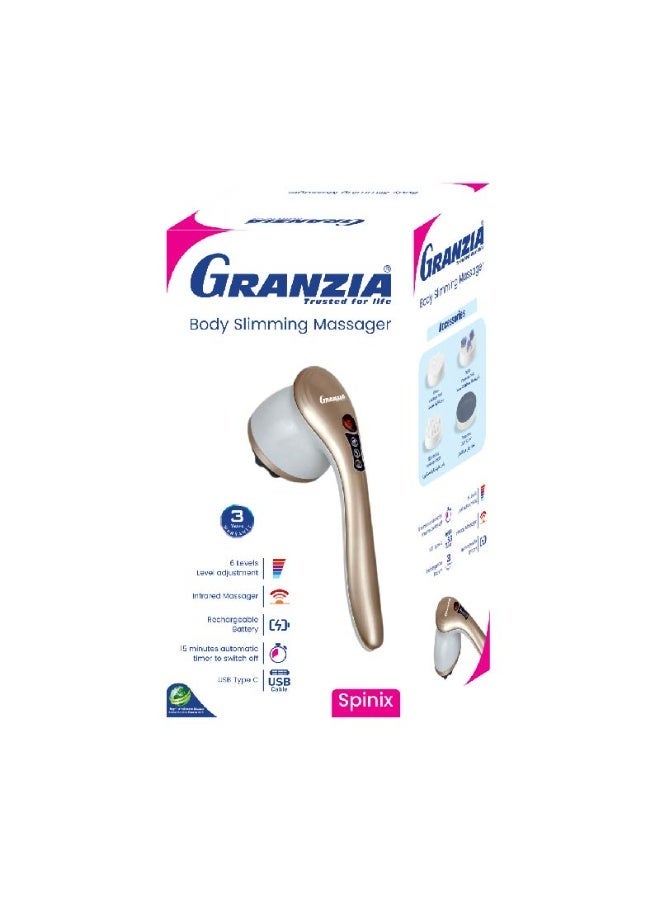 Granzia Spinix Infrared Massage Gun - 6 Intensity Levels & 4 Interchangeable Heads - Muscle Relaxation & Pain Relief - Image 2