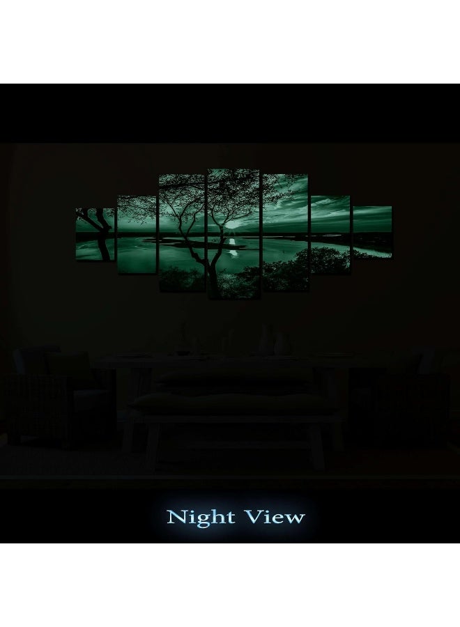 Startonight Huge Canvas Wall Art - Sunrise On The Lake Large Framed Set of 7 100 x 240 cm - Image 5