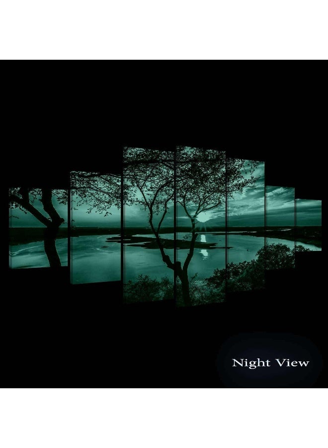 Startonight Huge Canvas Wall Art - Sunrise On The Lake Large Framed Set of 7 100 x 240 cm - Image 2