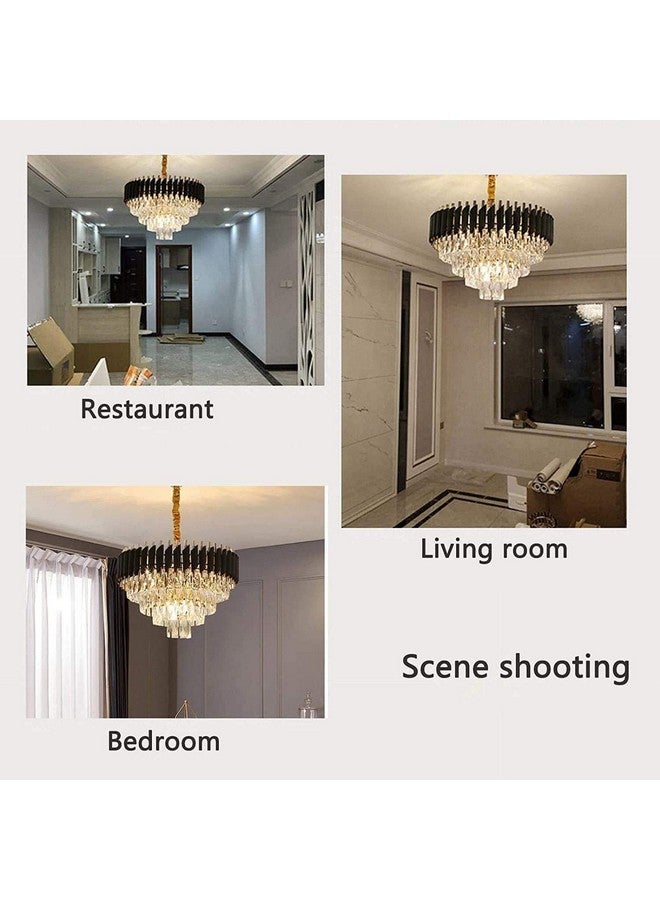 SINOMAN ثريا كريستال حديثة من سينومان مع تشطيب أسود وذهبي، مصباح سقف فاخر مع قطرات K9، ضوء معلق أنيق مثالي للمعابد، غرفة بوجا، ماندير، أو غرفة المعيشة (300 مم) - Image 4