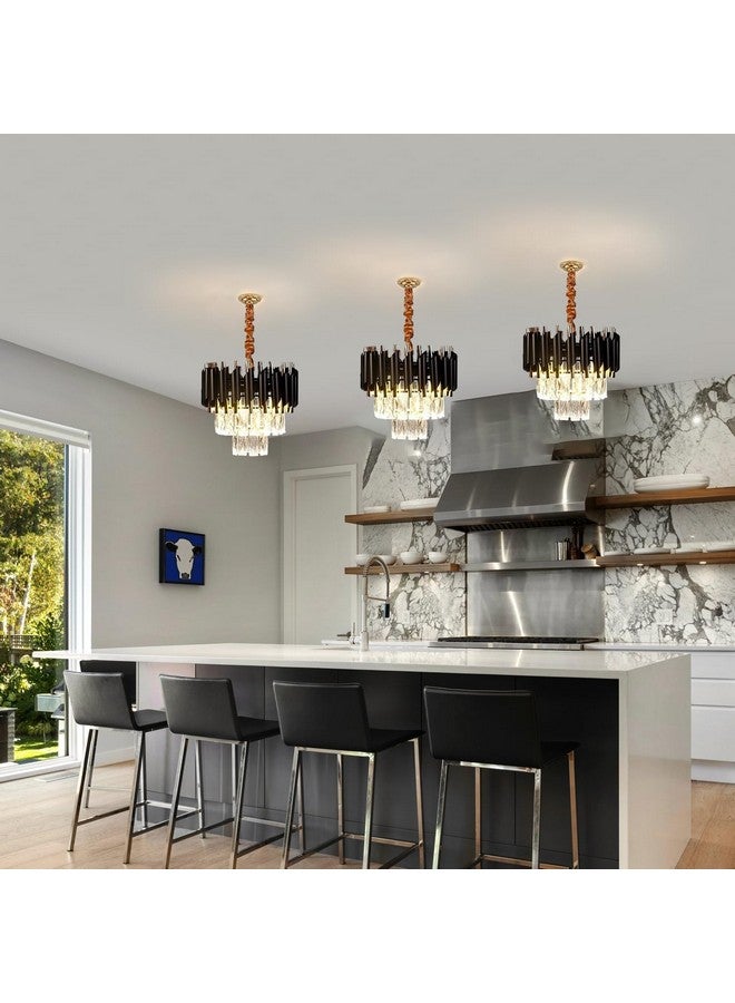 SINOMAN ثريا كريستال حديثة من سينومان مع تشطيب أسود وذهبي، مصباح سقف فاخر مع قطرات K9، ضوء معلق أنيق مثالي للمعابد، غرفة بوجا، ماندير، أو غرفة المعيشة (300 مم) - Image 5