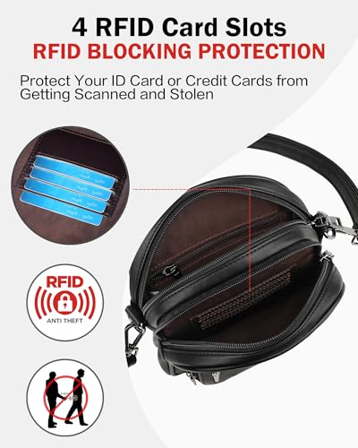 FADEON Small Purses for Women Crossbody Bags, Designer PU Leather Mini Cross Body Purse Travel Shoulder Bag Card Slots - Image 3