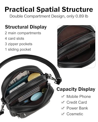 FADEON Small Purses for Women Crossbody Bags, Designer PU Leather Mini Cross Body Purse Travel Shoulder Bag Card Slots - Image 4