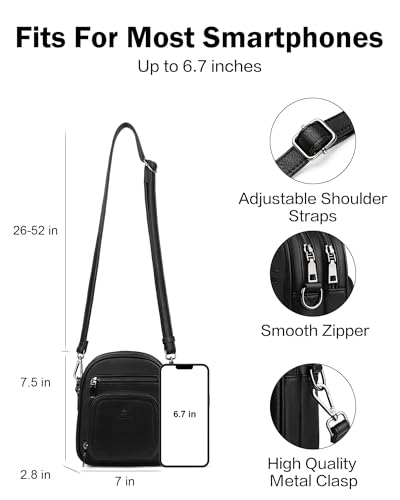 FADEON Small Purses for Women Crossbody Bags, Designer PU Leather Mini Cross Body Purse Travel Shoulder Bag Card Slots - Image 5