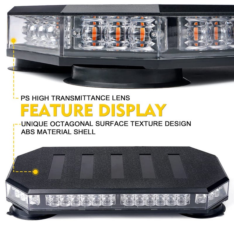 LUMENIX 42 LED سقف علوي ستروب منارة ضوء شريط تحذير من المخاطر في حالات الطوارئ وامض أضواء المحراث مع وحدة تحكم لمركبات البناء وشاحنات السحب والبريد البريدي والسيارات سنووبلو العنبر (تصميم براءة اختراع) - Image 4
