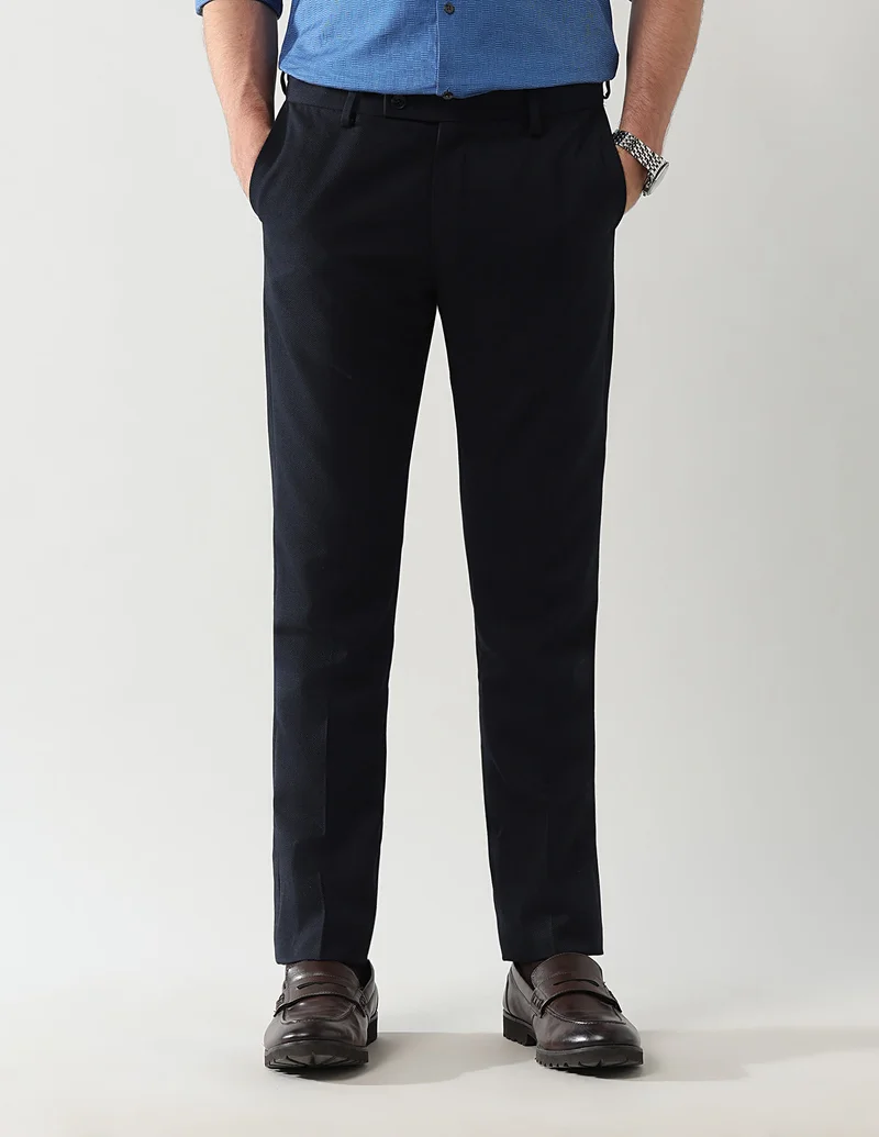 Arrow Mid Rise Textured Formal Trousers