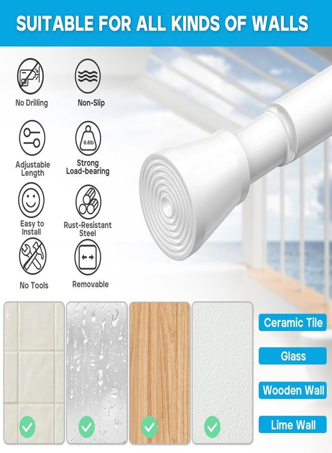 AIZESI White Tension Rod for Windows 28 to 48 inch, Adjustable Curtain Rods No Drilling, Expandable Spring Tension Curtain Rod, Non-slip Shower Curtain Rod for Bathroom Closet Doorway (7/8" Diameter) - Image 5