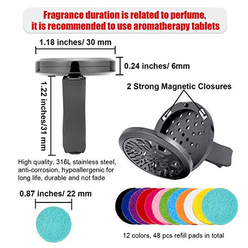 Tatuo 2 Pieces 316L Car Aromatherapy Oil Diffuser Air Freshener with 48 Felt Pad (Tree Patterns) - Image 2