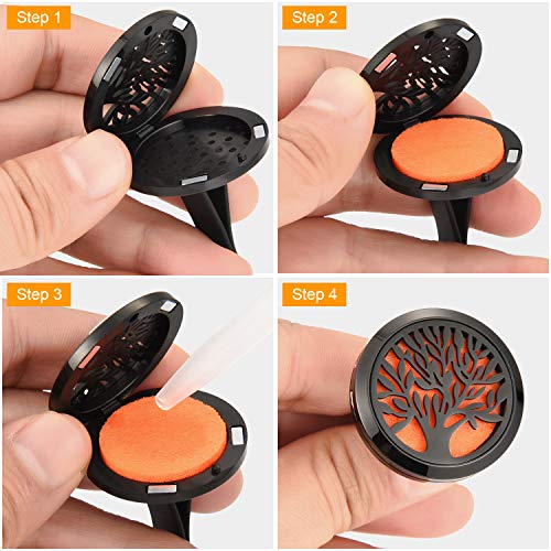 Tatuo 2 Pieces 316L Car Aromatherapy Oil Diffuser Air Freshener with 48 Felt Pad (Tree Patterns) - Image 5